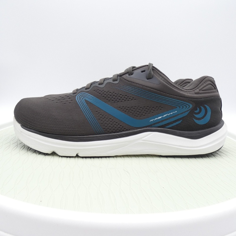 Topo Athletic Magnifly 4 Mens 12.5 Running Shoes Gray Navy Lace Up Sneakers